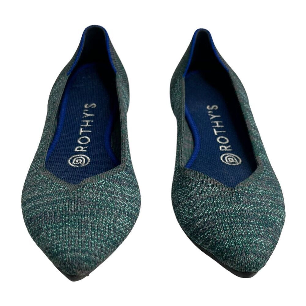 Rothy’s The Point Aqua Heather Ballet Flats Slip On Pointed Toe Women’s Size 6 - Picture 3 of 12